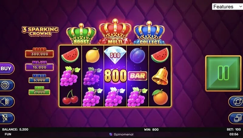 3 Sparking Crowns pamata spēles laimests